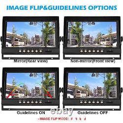 9 Quad Monitor Screen Car CCD Backup Rear View Camera For RV Truck Trailer Bus