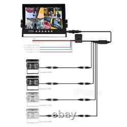 9 Quad Monitor Screen Car CCD Backup Rear View Camera For RV Truck Trailer Bus