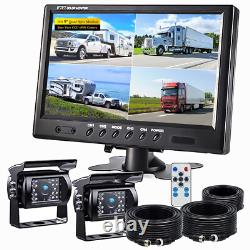 9 Quad Monitor Screen Car Rear View Backup CCD Camera System 12-24v Truck Van