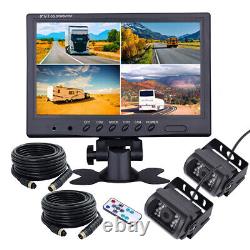 9 Quad Monitor Screen Car Rear View Backup CCD Camera System 12-24v Truck Van