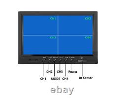 9 Quad Monitor Screen Car Rear View Backup CCD Camera System 12-24v Truck Van
