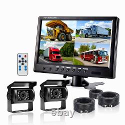 9 Quad Monitor Screen Car Rear View Backup CCD Camera System 12-24v Truck Van