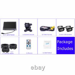 9 Quad Monitor Screen Car Rear View Backup CCD Camera System 12-24v Truck Van