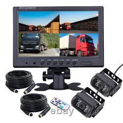 9 Quad Monitor Screen Car Rear View Backup CCD Camera System For Truck Van Bus