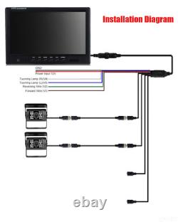 9 Quad Monitor Split Flip screen 2x 4PIN CCD Rear View Backup Camera For Truck