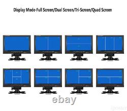 9 Quad Monitor Split Screen 2x Rear View Backup Cameras 12-36v For Truck Rv Van