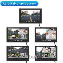 9 Quad Monitor Split Screen 2x Rear View Backup Cameras 12-36v For Truck Rv Van