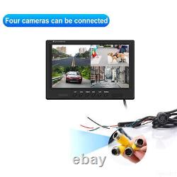 9 Quad Monitor Split Screen 2x Rear View Backup Cameras 12-36v For Truck Rv Van