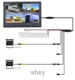 9 Quad Rear View Monitor+2x4PIN CCD Backup Camera+2x10m Kit For Truck Carvan RV
