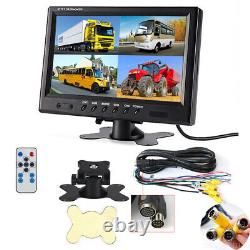 9 Quad Screen Monitor Car Rear View Back Up Camera Kit For Bus Truck Rv 12-24v
