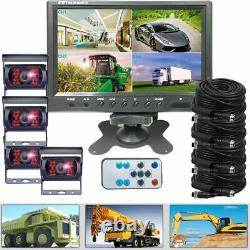 9 Quad Split Monitor 4PIN Rear View Backup Camera CCD Color For Bus Truck VAN