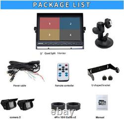 9 Quad Split Monitor Car Rear View Backup Reversing Camera For Truck Bus Van Rv