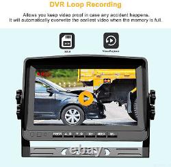9'' Quad Split Monitor DVR +4PIN AHD Side/Rear View Backup Camera Truck Caravan