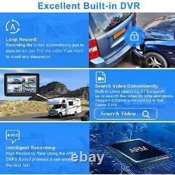 9 Quad Split Monitor DVR Backup Rear Side View Camera System For Trailer Truck