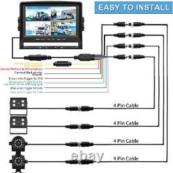 9 Quad Split Monitor DVR System For Trailer Truck Backup Rear Side View Camera