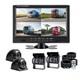 9 Quad Split Monitor Front Side Backup Rear View Camera For Truck Bus Caravan