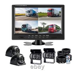 9 Quad Split Monitor Front Side Backup Rear View Camera For Truck Bus Caravan