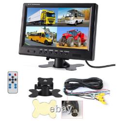 9 Quad Split Monitor Front Side Backup Rear View Camera For Truck Bus Caravan