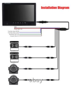 9 Quad Split Monitor Front Side Backup Rear View Camera For Truck Bus Caravan