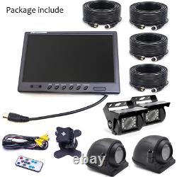 9 Quad Split Monitor Front Side Backup Rear View Camera For Truck Bus Caravan