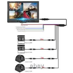 9 Quad Split Monitor Heavy Duty Side Rear View Backup Camera Kit For Bus Truck