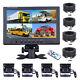 9 Quad Split Monitor Screen +4X Rear View Backup Camera System For Bus Truck RV