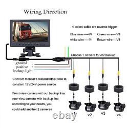 9 Quad Split Monitor Screen +4X Rear View Backup Camera System For Bus Truck RV