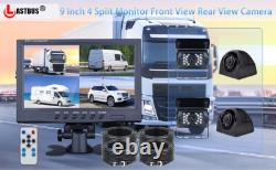 9 Quad Split Monitor Screen 4 x Rear View Backup Camera 12-24v For Bus Truck RV