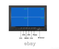9 Quad Split Monitor Screen 4 x Rear View Backup Camera 12-24v For Bus Truck RV