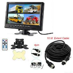 9 Quad Split Monitor Screen Display+4X Rear View Backup Camera For Bus Truck RV