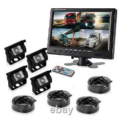 9 Quad Split Monitor Screen Rear View Backup CCD Camera System For Bus Truck Rv