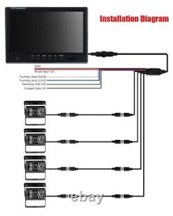 9 Quad Split Monitor Screen Rear View Backup CCD Camera System For Bus Truck Rv