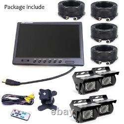 9 Quad Split Monitor Screen Rear View Backup CCD Camera System For Bus Truck Rv