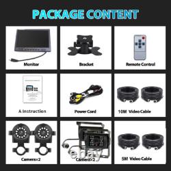 9 Quad Split Monitor Screen Rear View Backup CCD Camera System For Bus Truck Rv
