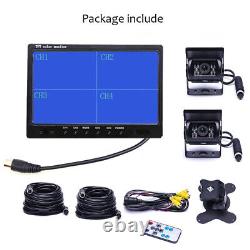 9 Quad Split Monitor Screen Rear View Backup CCD Reverse Camera For Truck Bus