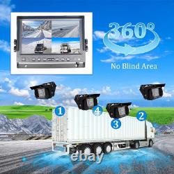 9 Quad Split Monitor Screen Rear View Backup Camera DVR System For Van Truck RV