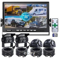 9 Quad Split Monitor Screen Rear View Backup Camera Dvr System For Bus Truck Rv