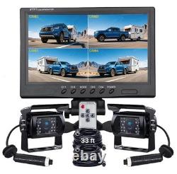 9 Quad Split Monitor Screen Rear View Backup Ccd Camera System For Bus Truck Rv
