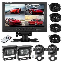 9 Quad Split Monitor Screen Reversing Back Up Camera System For Trailer Truck