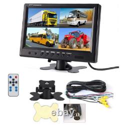 9 Quad Split Screen Monitor + CCD Rear View Backup Camera for Car RV Bus Truck