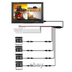 9 Quad Split Screen Monitor + CCD Rear View Backup Camera for Car RV Bus Truck