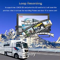 9 Quad Split Screen Monitor DVR with MIC Speaker MP5 Rear View Backup Camera Kit