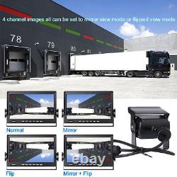 9 Quad Split Screen Monitor DVR with MIC Speaker MP5 Rear View Backup Camera Kit