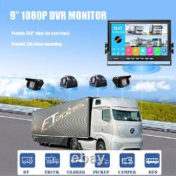 9 Quad Split Screen Monitor DVR with MIC Speaker MP5 Rear View Backup Camera Kit