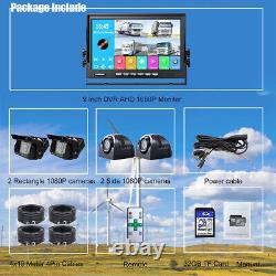 9 Quad Split Screen Monitor DVR with MIC Speaker MP5 Rear View Backup Camera Kit