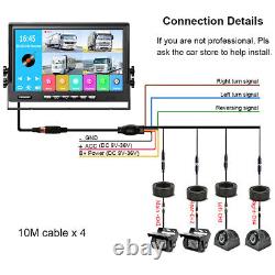 9 Quad Split Screen Monitor DVR with MIC Speaker MP5 Rear View Backup Camera Kit