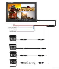 9 Quad Split Screen Monitor + Rear View Backup Camera System For RV Truck Bus