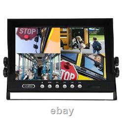 9 Quad Split Screen Monitor Rear View Side 4PIN Backup Camera Kit Truck Trailer