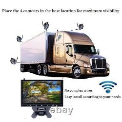 9 Reverse Monitor Rear View Night Vision+4x Wireless Backup Camera RV Truck Bus