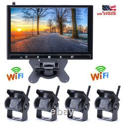 9 Split Rear Side View System Monitor Wireless WIFI 4Pin Backup Camera Truck RV